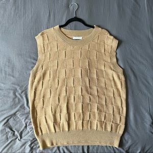 Oversized Tan Sweater Vest